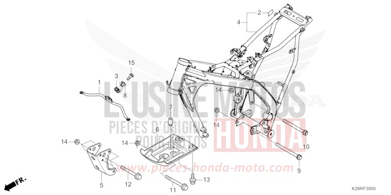 CARROSSERIE DE CHASSIS de CRF125F "Petites Roues" EXTREME RED (R292) 2025